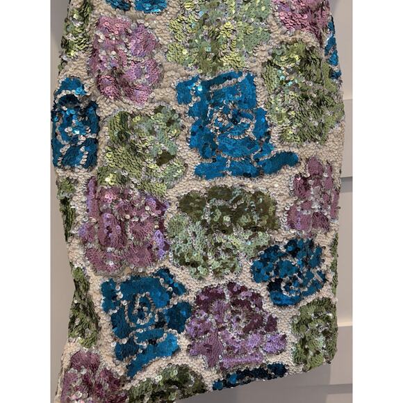Vintage Gene Shelly's Boutique Internationale Womens Sequin Dress 8 Floral Mini - Picture 4 of 16